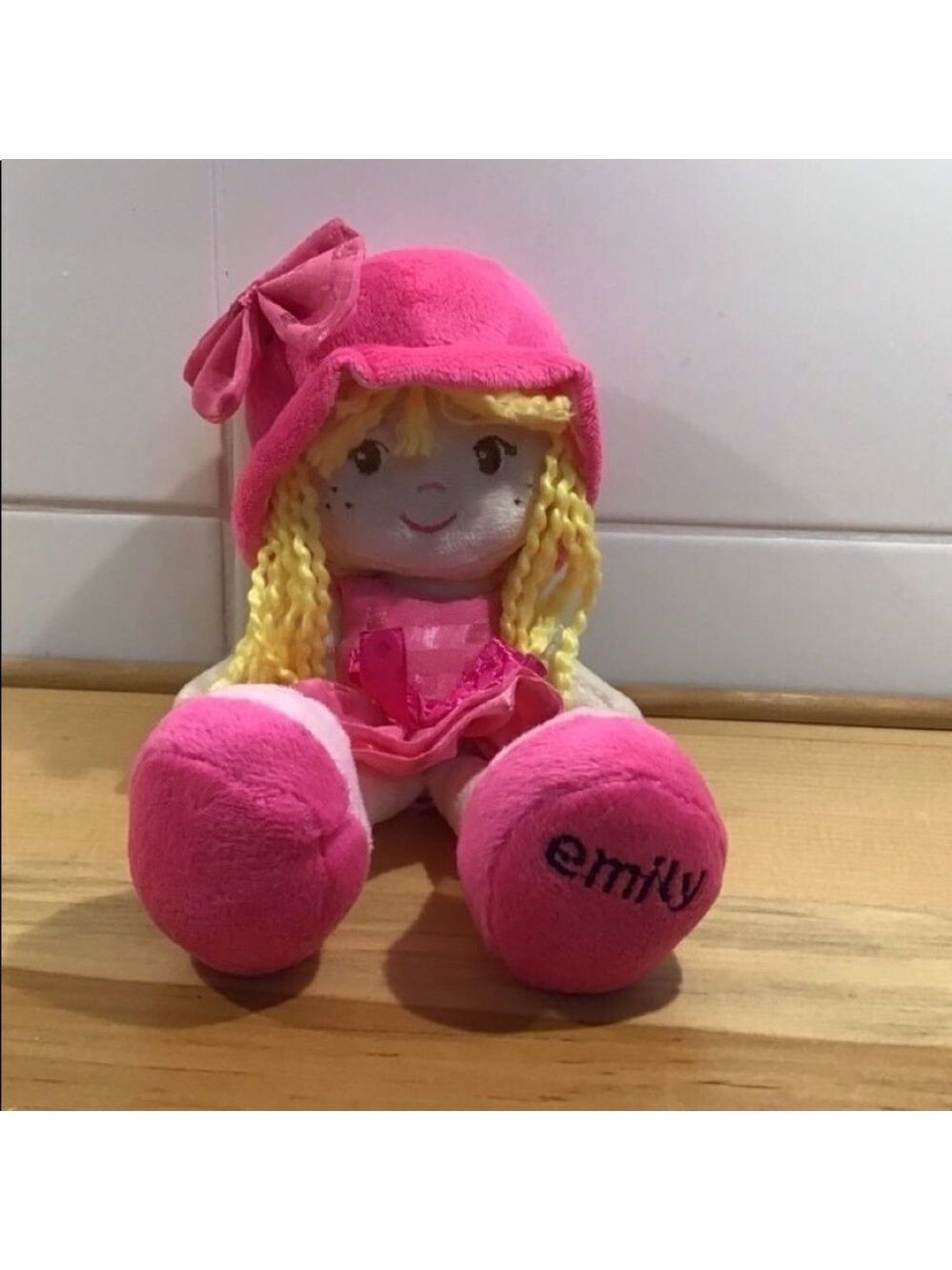 DOLL little doll blond long hair pink dresse traveling doll toy small